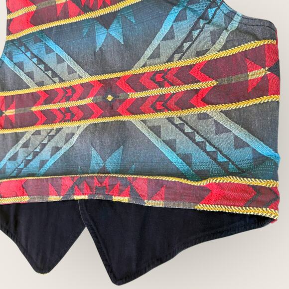 True Grit Vintage Southwest Aztec Tapestry Vest Tuxedo Woven Men Size L / 4 USA - Picture 7 of 11